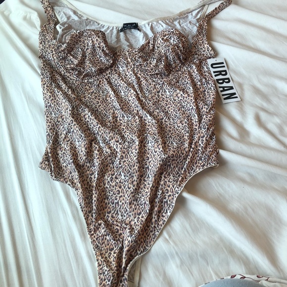 NWT Urban Outfitters Bustier Bodysuit Leopard LG - Picture 6 of 11